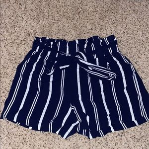 Blue and White Striped Shorts